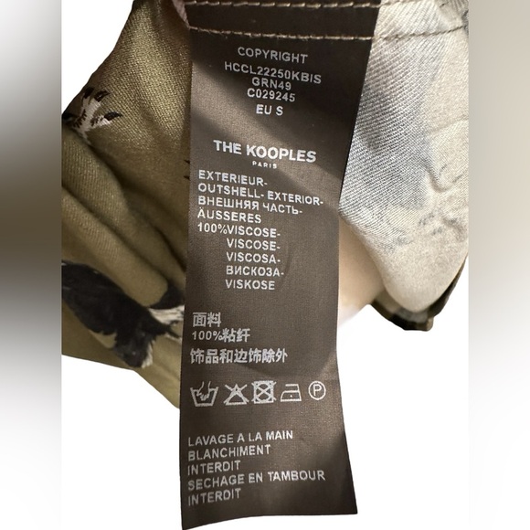 THE KOOPLES Button Down Shirt Relaxed Fit Olive Green Flying Eagle Men Women NWT - Picture 12 of 14